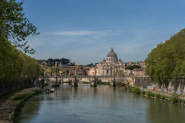 St. Peter's Basilica in Vatican City, Rome, cityscape of Rome with the basilica