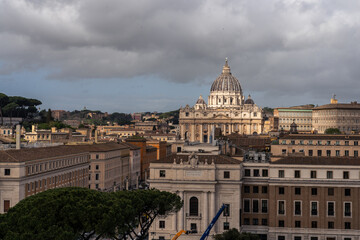 St. Peter's Basilica in Vatican City, Rome, cityscape of Rome with the basilica