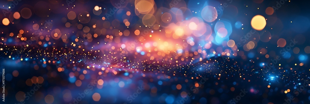 Poster abstract colorful bokeh background with glowing lights and sparkle. festive, celebratory and magical