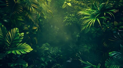 Fototapeta premium Tropical Jungle Background with Lush Greenery and Sunlight