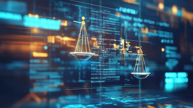 Compliance rules and regulations displayed on virtual screen representing legal standards, corporate governance, risk management, and digital policy in business. AI generated illustration.