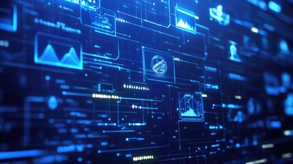 Obraz premium Compliance rules and regulations on virtual screen. AI generated illustration.