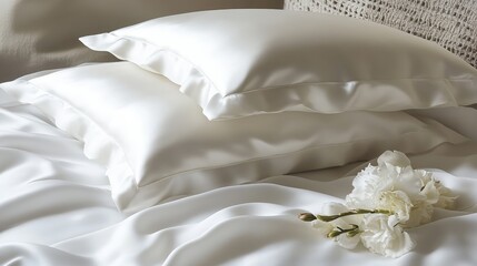 White Pillows Bedding. AI generated illustration