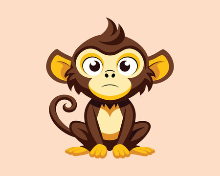 Cartoon monkey with funny face expression vector illustration