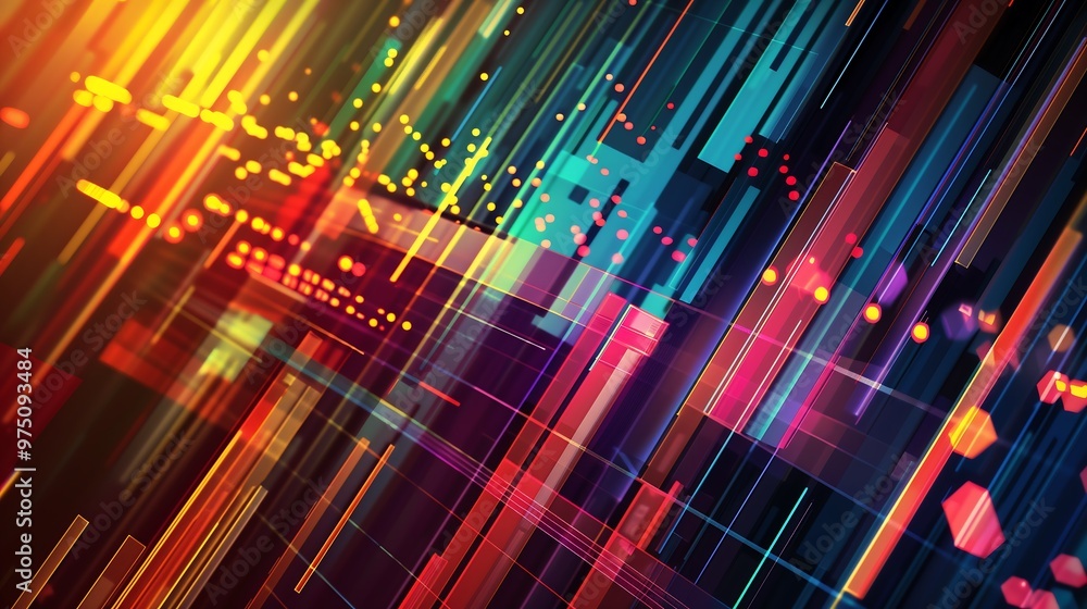 Poster abstract geometric background with diagonal lines and vibrant colors