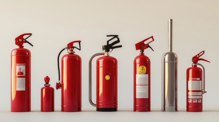 Obraz premium Various Fire Extinguishers. AI generated illustration