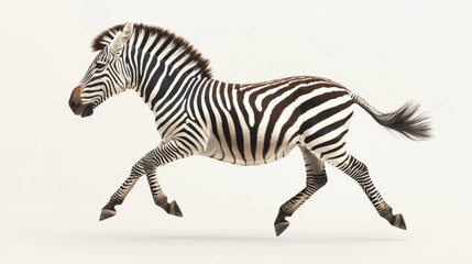 Fototapeta premium Running Zebra Isolated on White Background