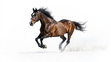 Galloping Bay Horse Isolated on White Background