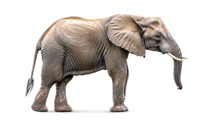 Obraz premium African Elephant Standing Isolated on White Background