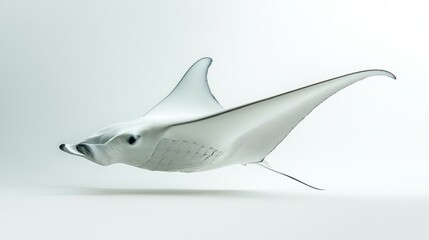 Fototapeta premium Manta Ray in White Studio Background Isolated Marine Life