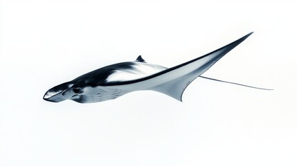 Obraz premium Manta Ray Swimming Underwater Isolated on White Background