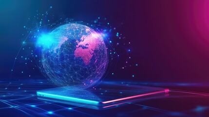 Obraz premium Global Internet Mobile Connectivity. AI generated illustration