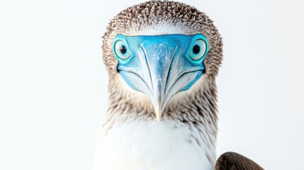 Blue Footed Booby Close Up Portrait with White Background