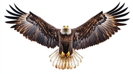 Fototapeta premium Bald Eagle with Wings Spread Wide Isolated on White Background