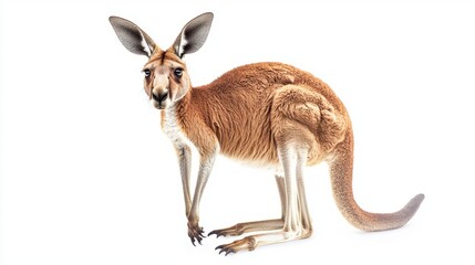 Fototapeta premium Red Kangaroo Standing Isolated on White Background