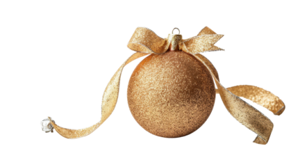 Gold decorative christmas ball on transparent background
