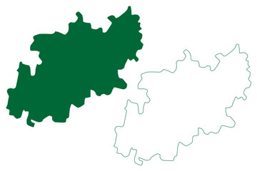 Obraz premium Jhajjar district (Haryana State, Republic of India) map vector illustration, scribble sketch Jhajjar map