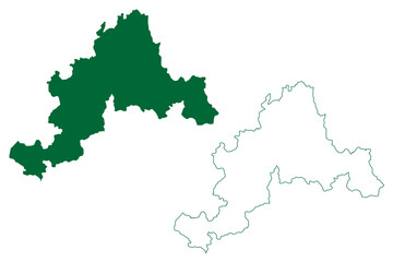 Jhalawar district (Rajasthan State, Republic of India) map vector illustration, scribble sketch Jhalawar map