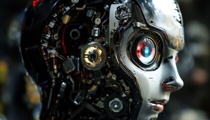 Photography capture featuring an analytics robot set against a high tech background