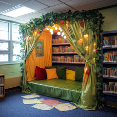 Silent Reading Nook of a Private Elementary School: A Quiet Corner
