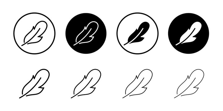 Feather icon logo set vector