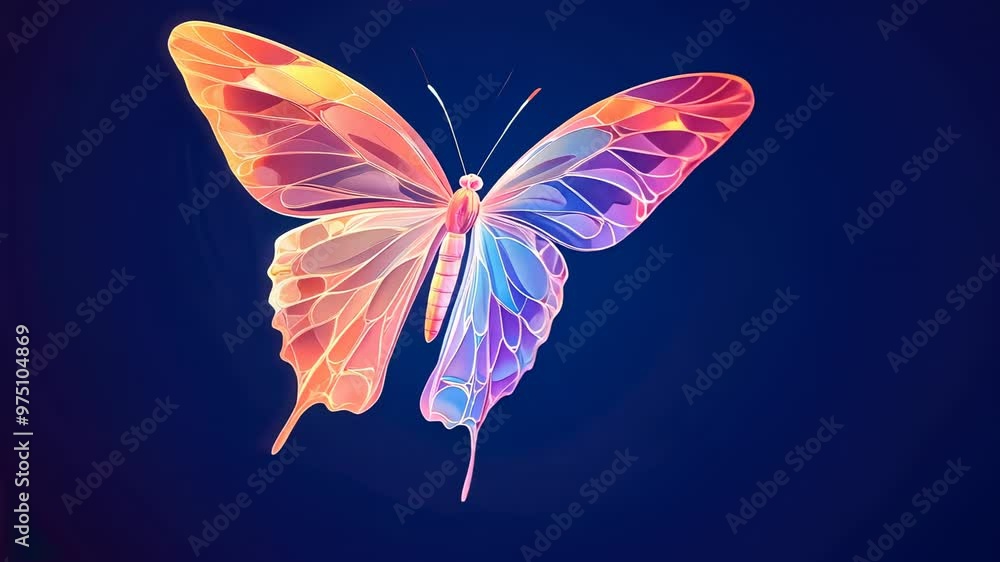 Poster butterfly showcasing intricate patterns and a blend of light