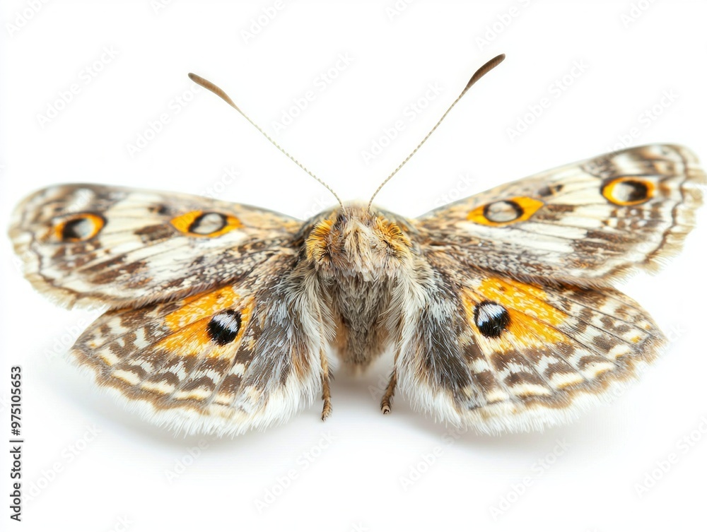 Poster close view reveals a moth resting with delicately closed wings, highlighting intricate textures and 