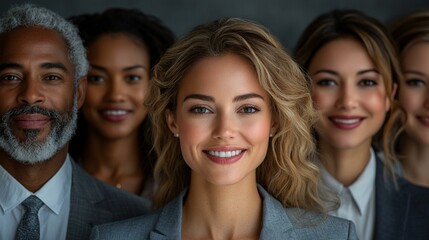Fototapeta premium this Diverse group of happy business professionals smiling confidently.