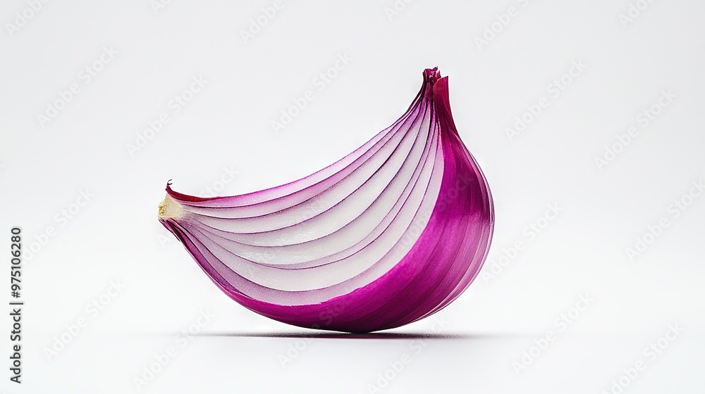 Canvas Prints purple onion on white background with light reflections on bottom & top of onion, centered