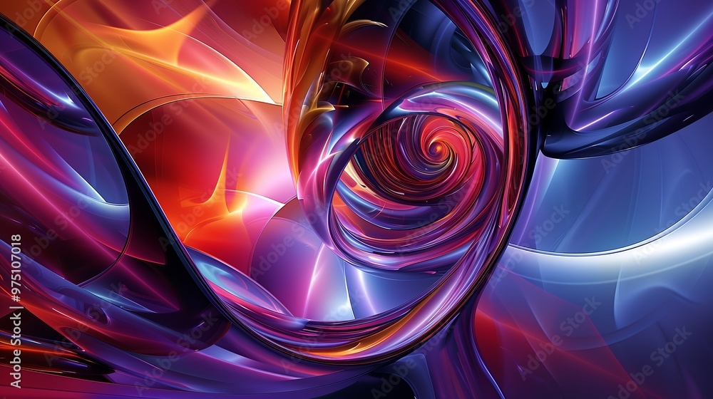 Canvas Prints Abstract 3D Digital Art with Swirling Shapes and Vibrant Colors