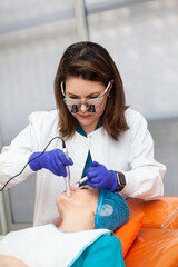 Application of an anti-aging facial rejuvenation cocktail using micro needles. Dermatology concept....