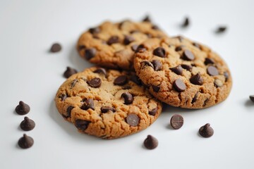 cookies  a chocolate chips cookies on white