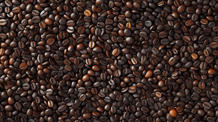 a seamless pattern of a close-up, high-resolution photograph, top-down view of coffee beans, filling the entire frame with a focus on the intricate details of the elements