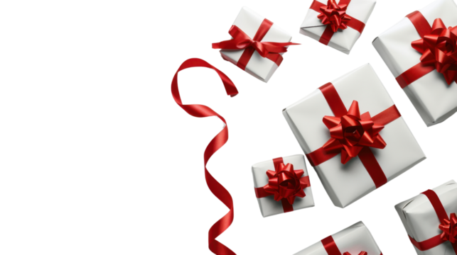 Christmas gifts on transparent background