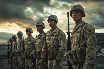 Fototapeta premium Marines in Uniform on Duty