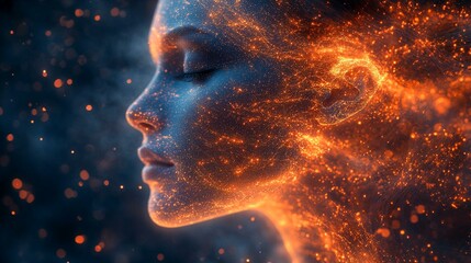 this Abstract image featuring a softly glowing light head.