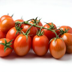 A bunch of ripe cherry tomatoes isolated on white background.