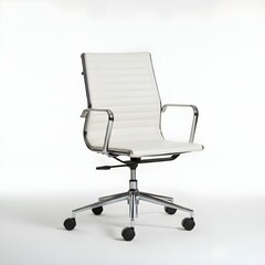 Obraz premium White office chair with wheels isolated on a white background.