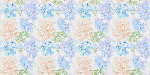 Obraz premium an abstract impressionism painting pattern of hydrangeas on a white background