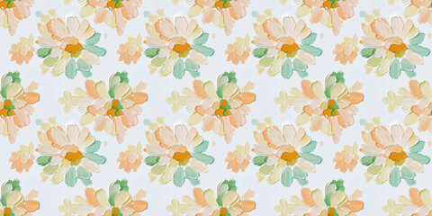 Obraz premium an abstract impressionism painting pattern of daisies on a white background
