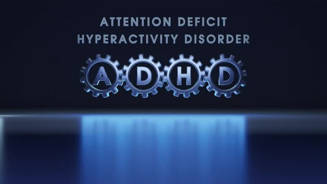 Conceptual video that shows ADHD Attention-Deficit Hyperactivity Disorder. Spinning gears symbolize thinking. 3D animation