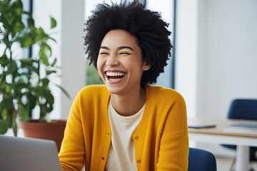 Cheerful Yellow Laughter Face Icon for Mental Wellness and Positive Energy Solutions
