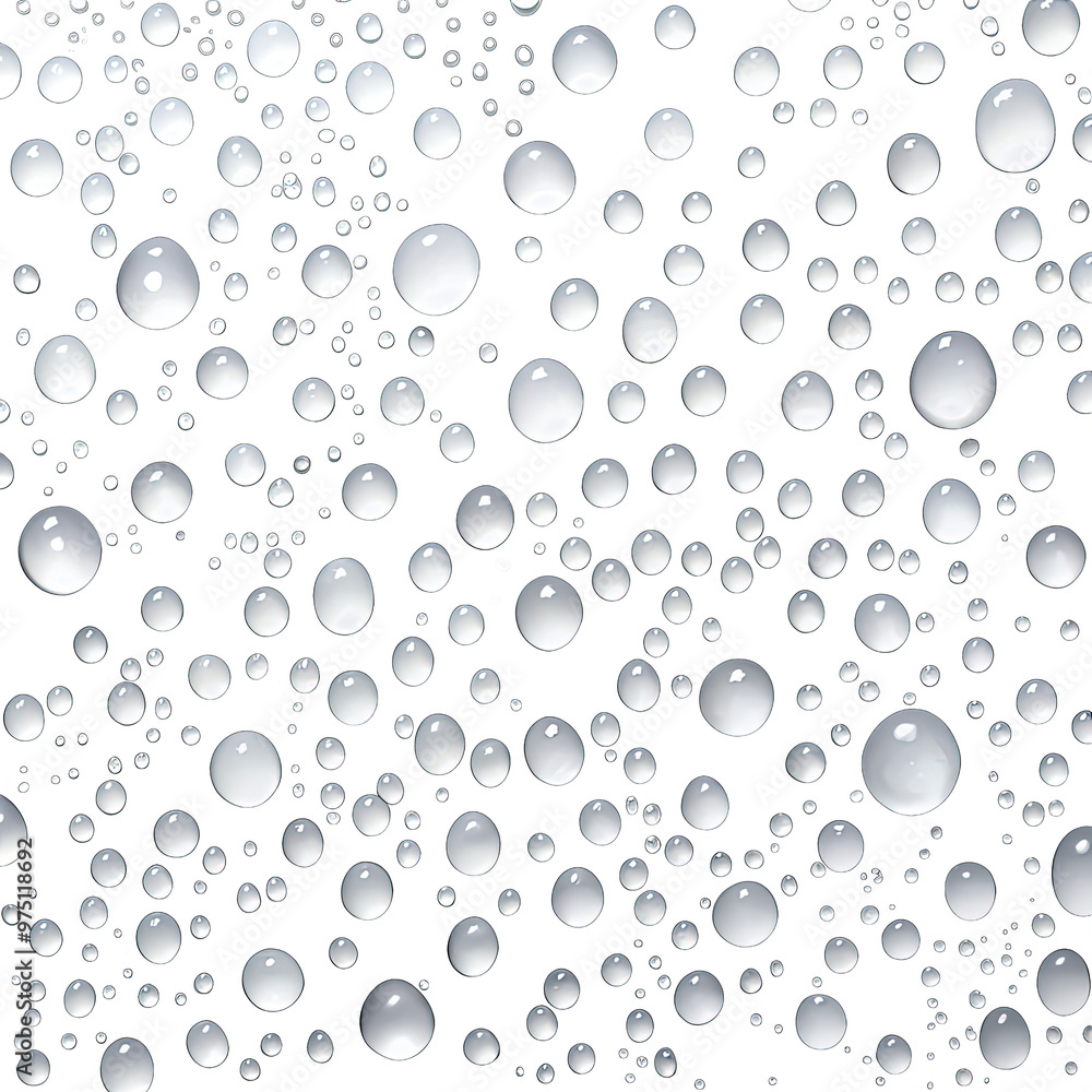 Aufkleber the detailed presentation features numerous isolated rain drops of various sizes on a bright white s