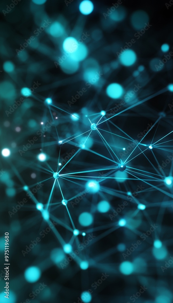 Poster futuristic abstract tech network design with bright nodes and lines for banners and social media