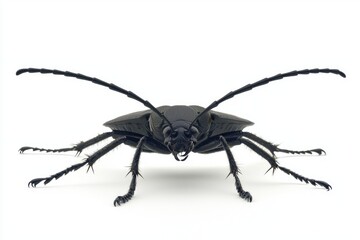 detailed view captures a longhorn beetle with its impressively long antennae stretched forward, highlighting the beauty and complexity of this fascinating insect.