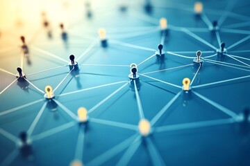 Network diagram of key business elements  analysis, customer service, teamwork, technology