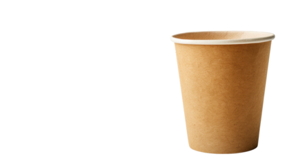 Brown paper cup on transparent background