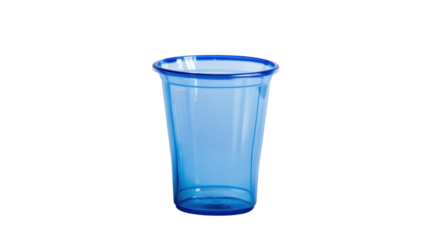 Blue plastic cup on transparent background