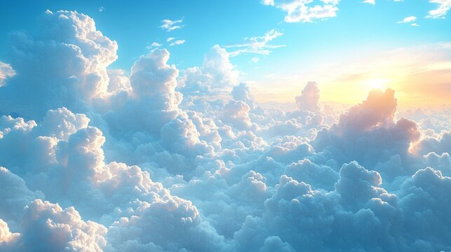 a Blue sky background with a few fluffy clouds, ideal for uplifting and clean design themes.