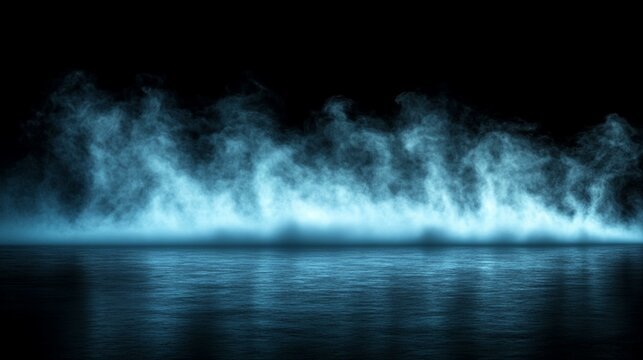 a Fog or smoke set isolated on a black background, creating a mysterious and atmospheric effect.